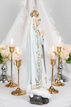 Hand Painted Our Lady of Fatima Virgin Mary Statue - Mother Mary Catholic Decor Religious Figurine Catholic Gifts & Gifts for Catholic Women