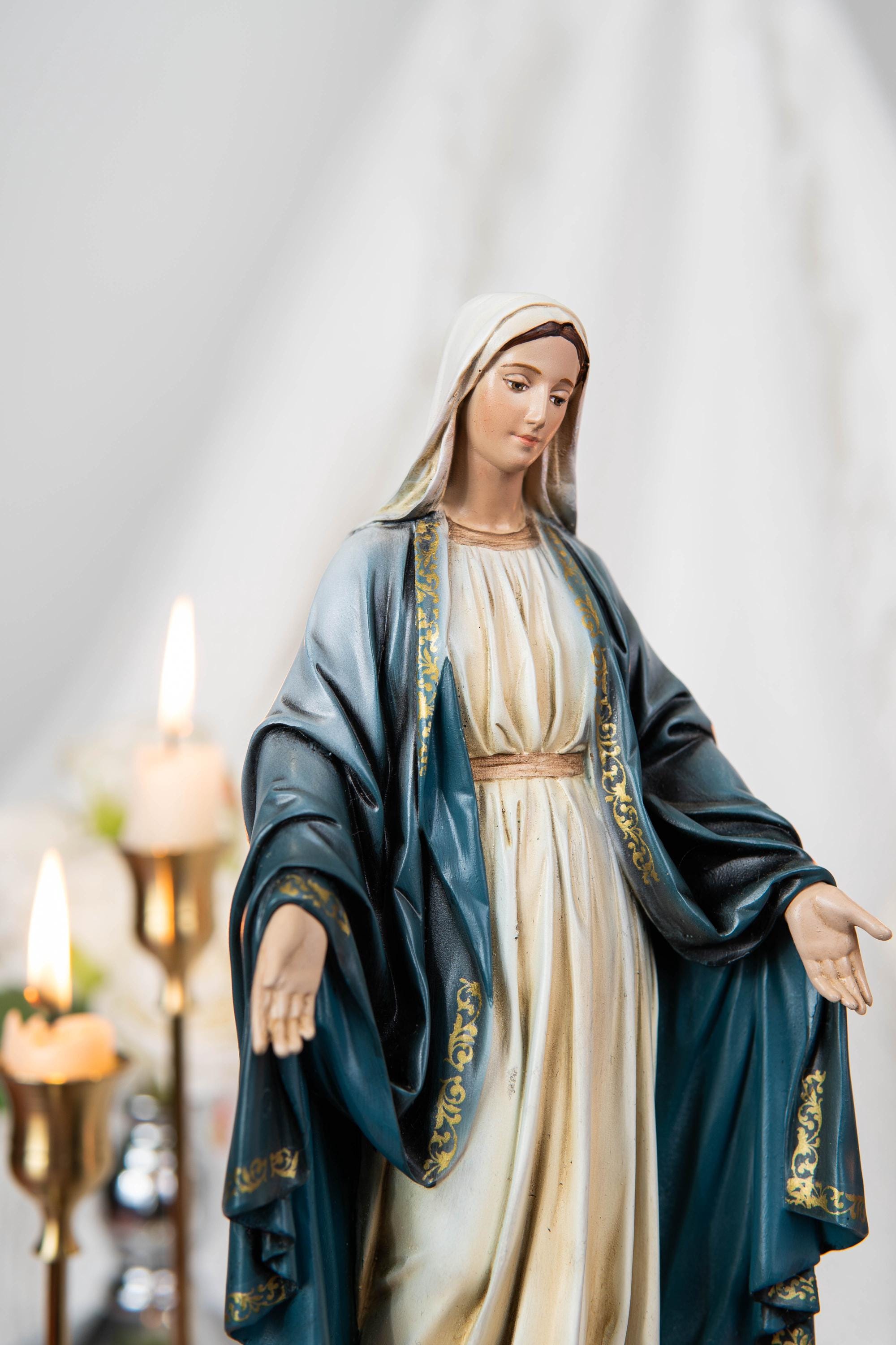 Hand-Painted Our Lady of Grace Statue 9.8" - Virgin Mary Statue, Mother Mary, Catholic Gifts for Women & Men, Catholic Statue, Virgen Maria