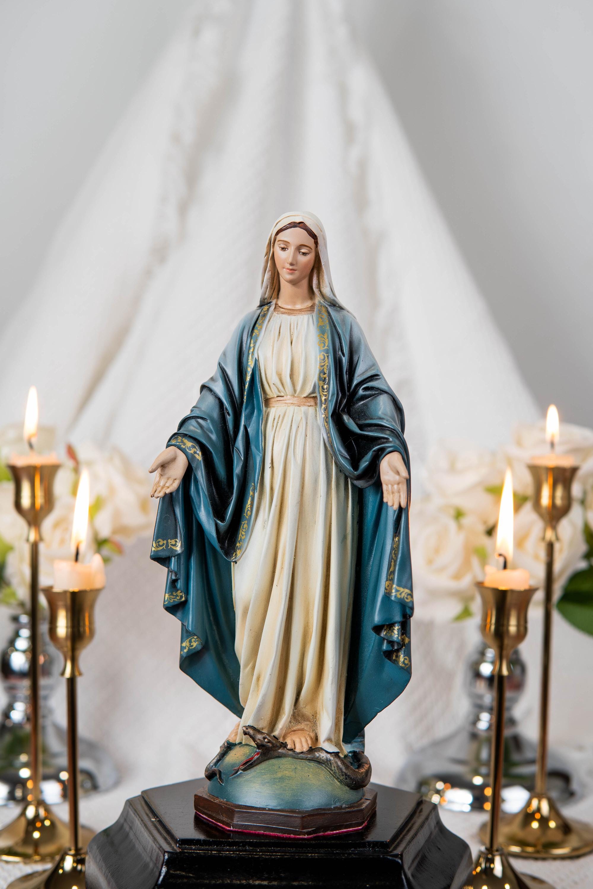 Hand-Painted Our Lady of Grace Statue 9.8" - Virgin Mary Statue, Mother Mary, Catholic Gifts for Women & Men, Catholic Statue, Virgen Maria