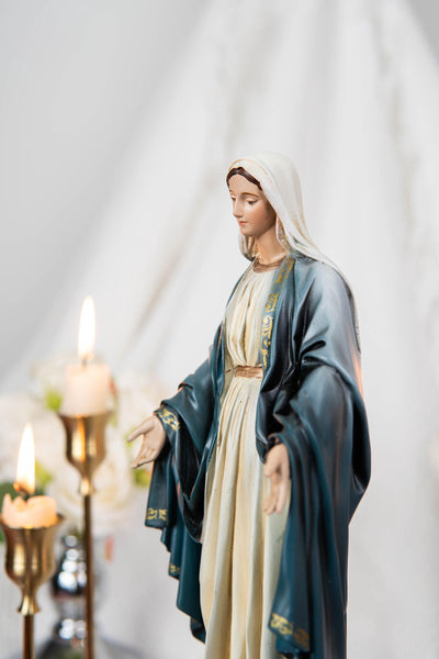 Hand-Painted Our Lady of Grace Statue 9.8" - Virgin Mary Statue, Mother Mary, Catholic Gifts for Women & Men, Catholic Statue, Virgen Maria