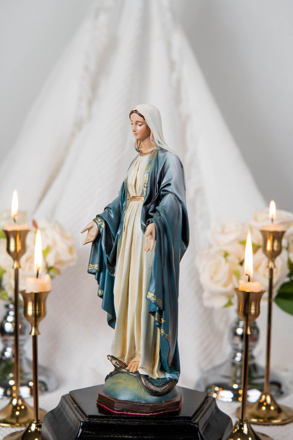 Hand-Painted Our Lady of Grace Statue 9.8" - Virgin Mary Statue, Mother Mary, Catholic Gifts for Women & Men, Catholic Statue, Virgen Maria