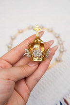 Virgin Mary Crown Halo, Floral Ruby Red Crystal Catholic Statue Headpiece, Our Lady Crown Replacement, Fits 11-20 Inch Statue