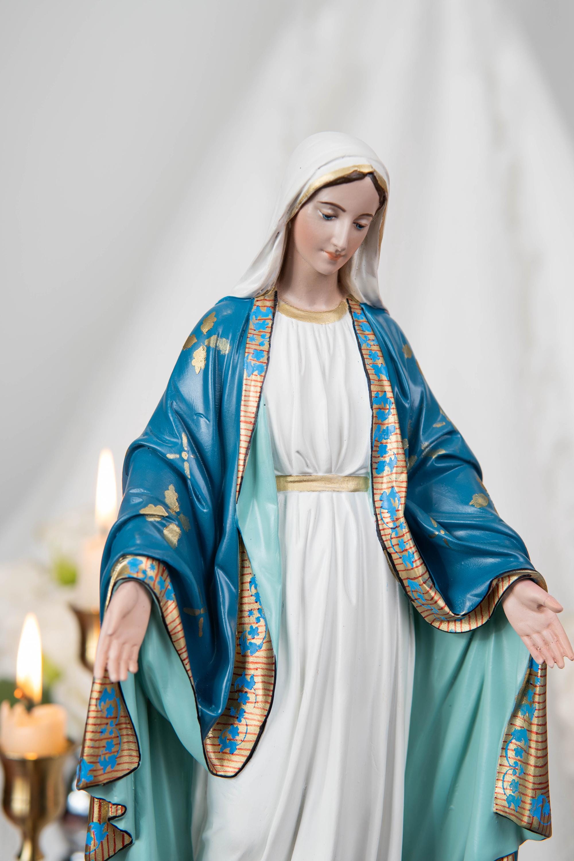 Catholic Home Altar Decor Set, Crucifix Cross Statue, Virgin Mary Our Lady of Grace, St. Joseph Figurine, Catholic Gift, Religious Statue