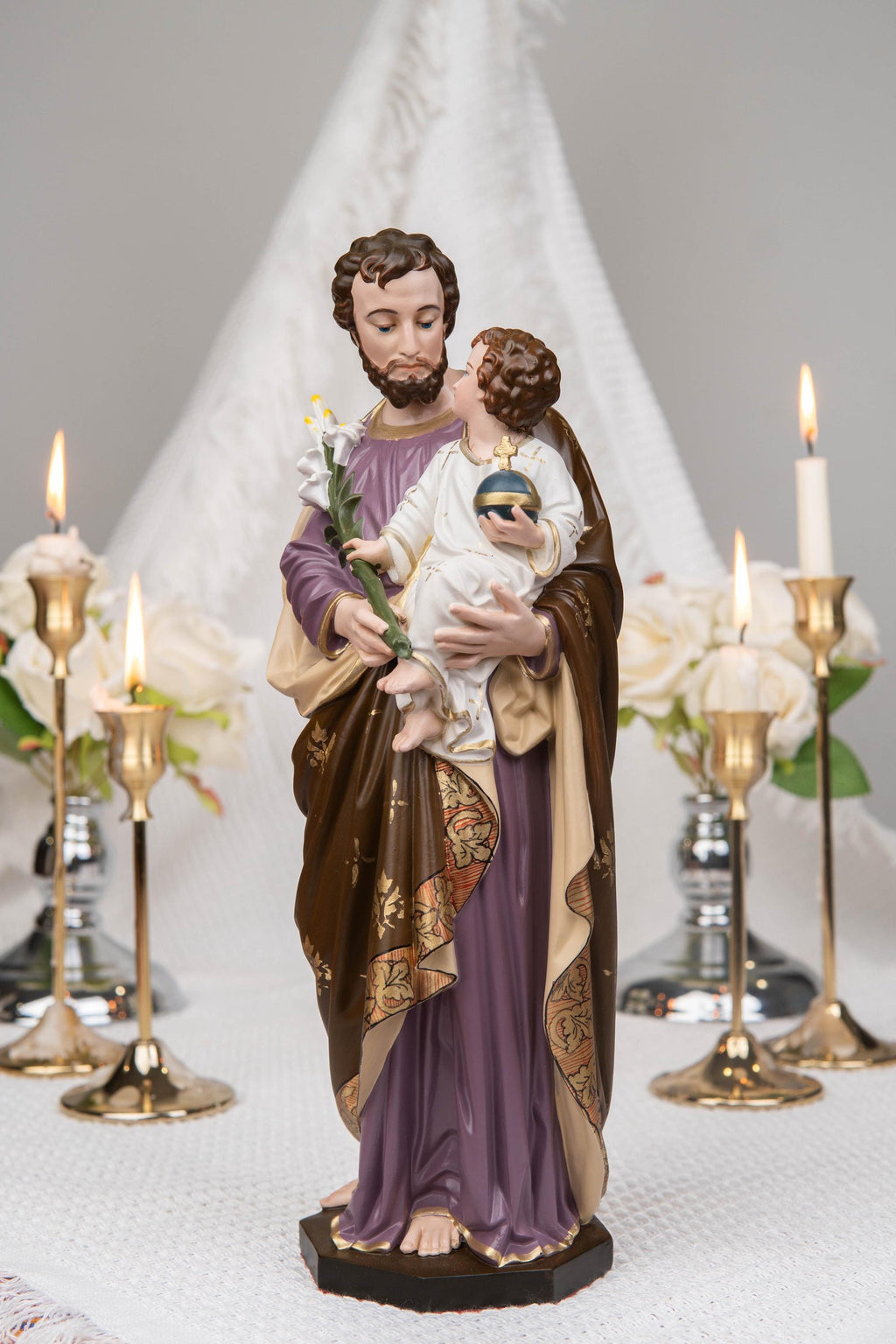 Saint Joseph Holding Baby Jesus Statue, Catholic Home Decor, Religious Decor, Catholic Statues, Catholic Gift for Women & Men, Statue Decor