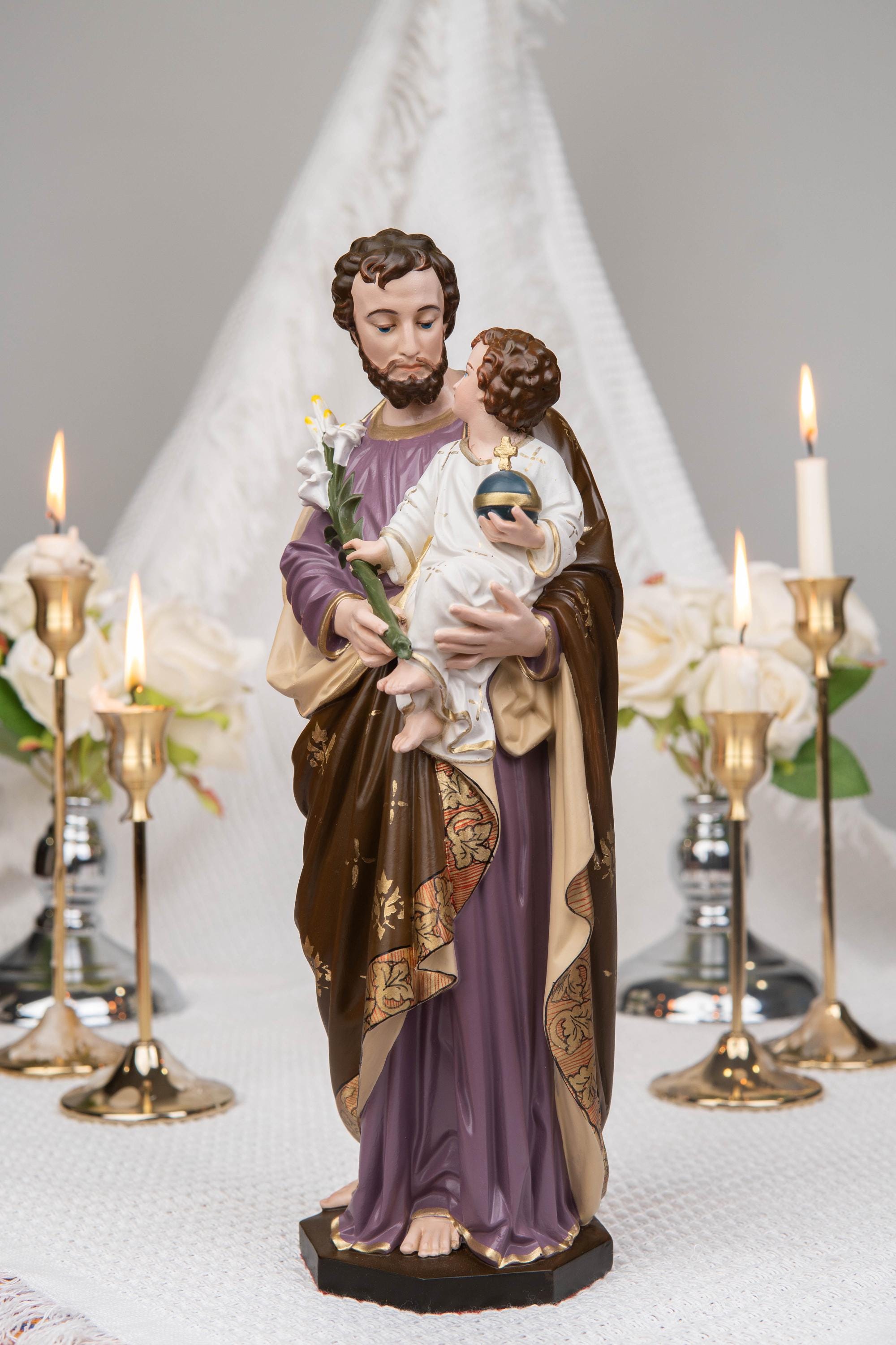 Saint Joseph Holding Baby Jesus Statue, Catholic Home Decor, Religious Decor, Catholic Statues, Catholic Gift for Women & Men, Statue Decor