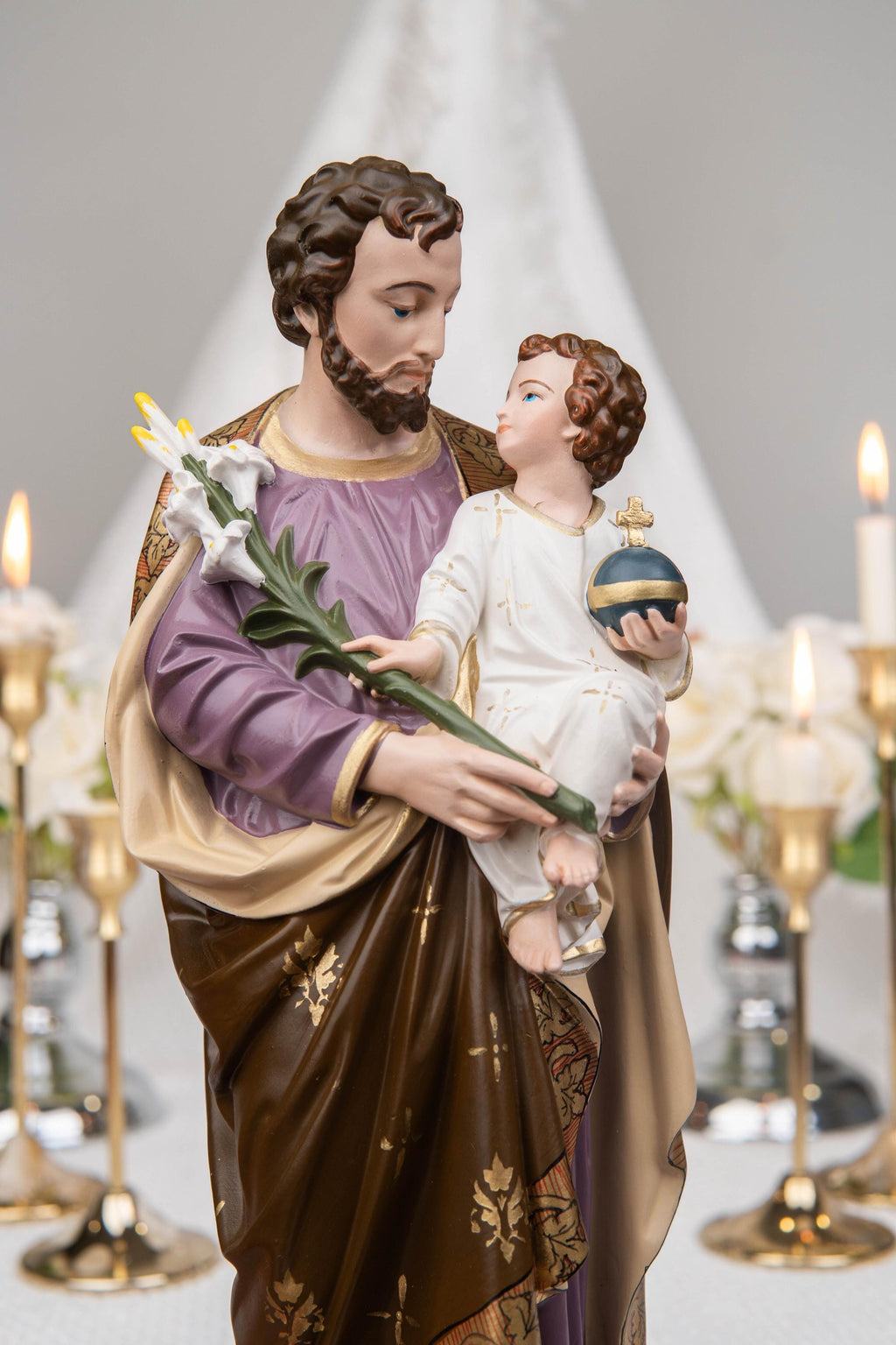 Saint Joseph Holding Baby Jesus Statue, Catholic Home Decor, Religious Decor, Catholic Statues, Catholic Gift for Women & Men, Statue Decor