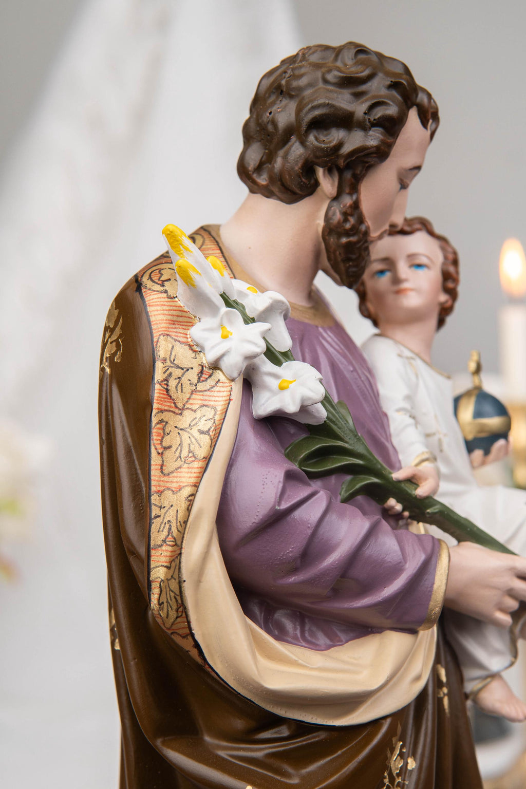 Saint Joseph Holding Baby Jesus Statue, Catholic Home Decor, Religious Decor, Catholic Statues, Catholic Gift for Women & Men, Statue Decor