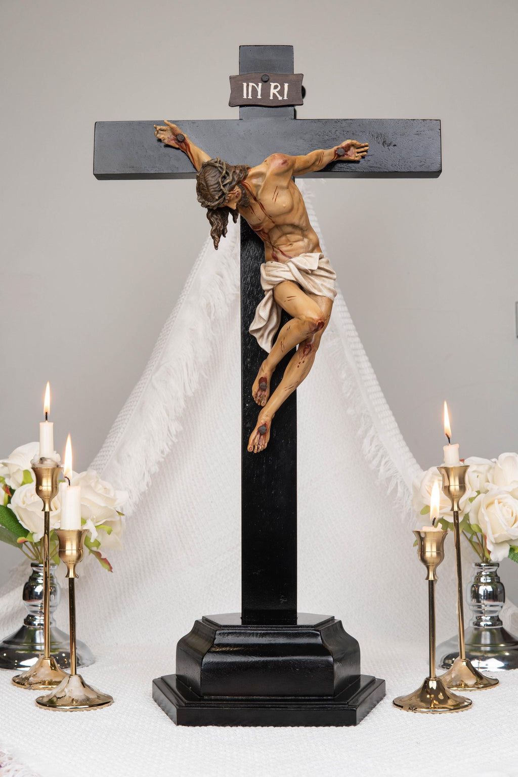 Catholic Crucifix Statue – Tabletop Standing Cross, Jesus Christ Crucifix, Religious Decor for Home Altar, Catholic Gift for Women