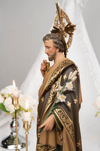 Saint Joseph Statue 15.7" with Lily, St Joseph Catholic Statue Decor, Prayer Corner Altar Decor, Catholic Home Decor Gift, Religious Gift