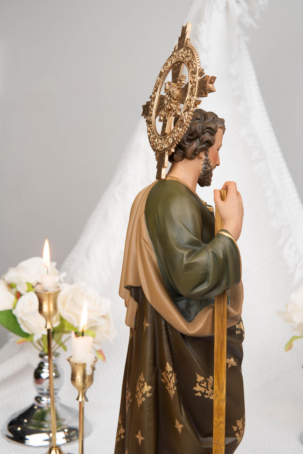 Saint Joseph Statue 15.7" with Lily, St Joseph Catholic Statue Decor, Prayer Corner Altar Decor, Catholic Home Decor Gift, Religious Gift