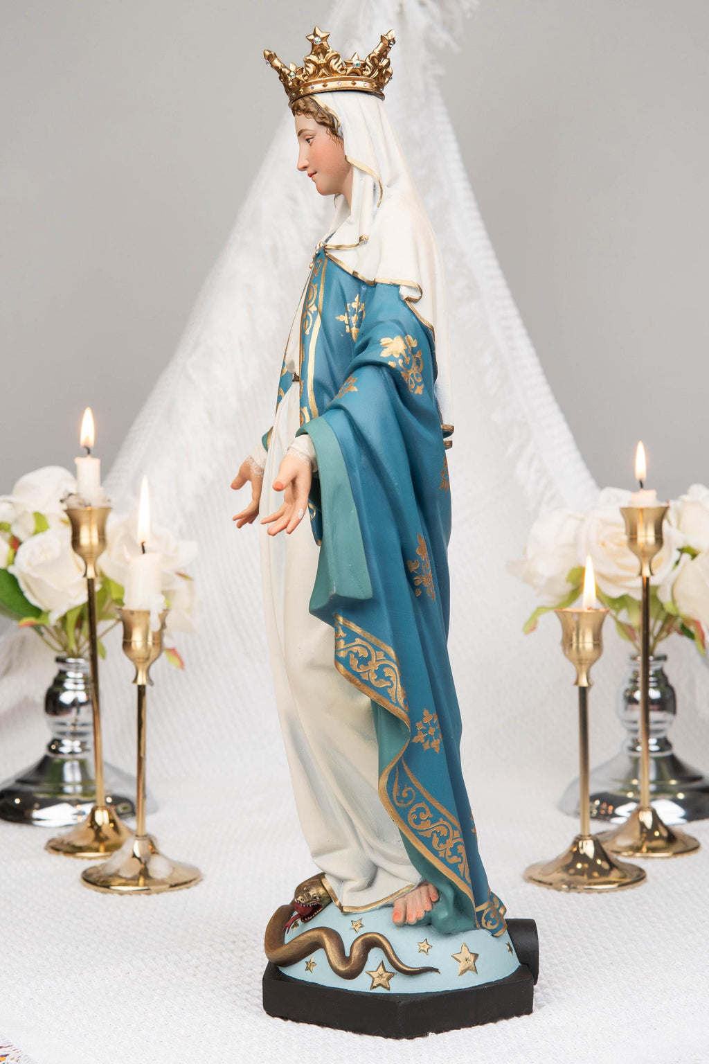 Our Lady of Grace Statue 15.8" – Virgin Mary Statue with Crown, Catholic Home Decor, Altar Decor, Catholic Gifts for Women, Mary Statue