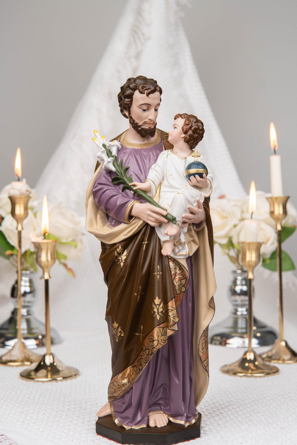 Saint Joseph Holding Baby Jesus Statue, Catholic Home Decor, Religious Decor, Catholic Statues, Catholic Gift for Women & Men, Statue Decor