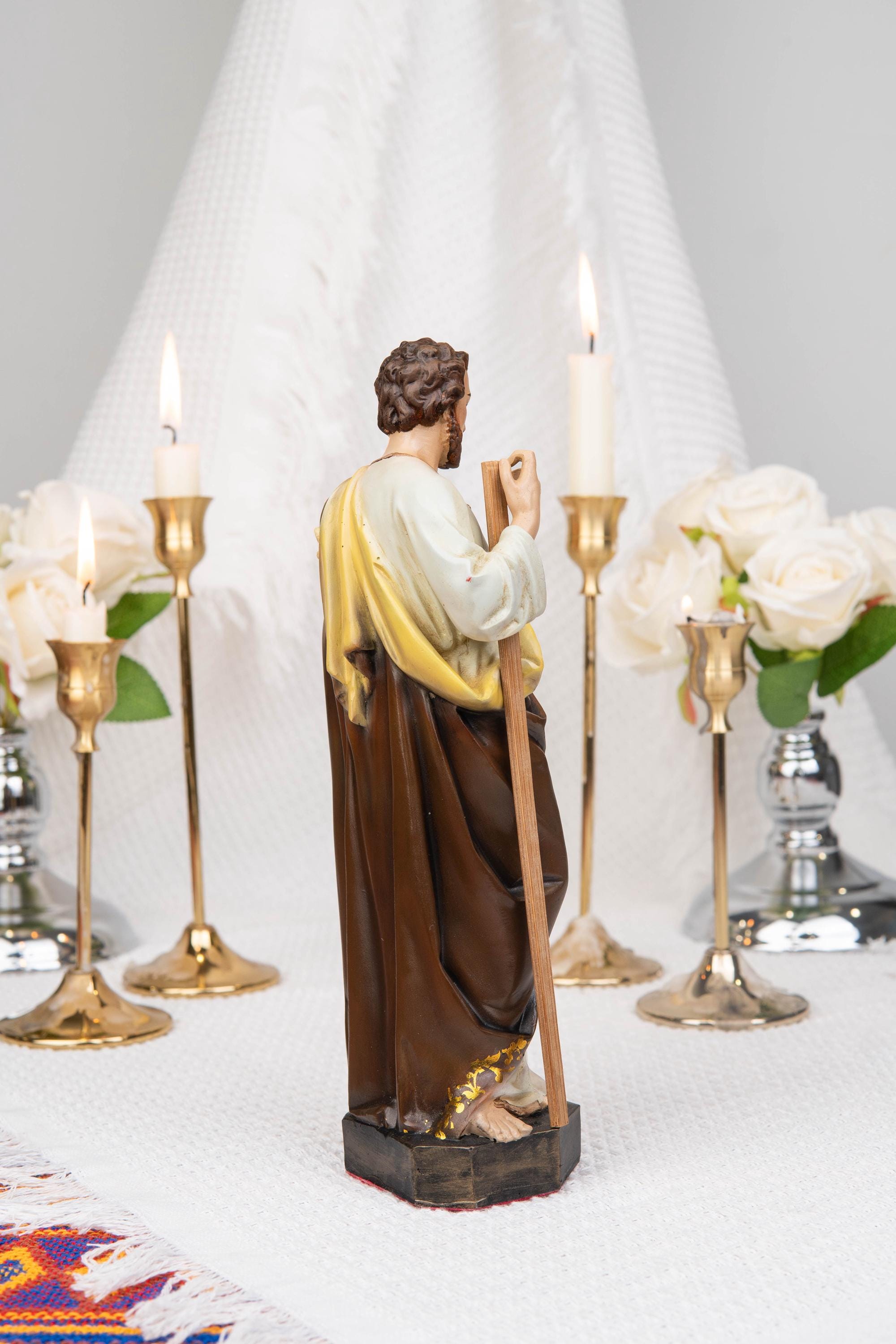 Saint Joseph Statue with Lily & Staff 9.8", Catholic Statue, Catholic Home Decor, Altar Decor, Religious Gift, Religious Figurines