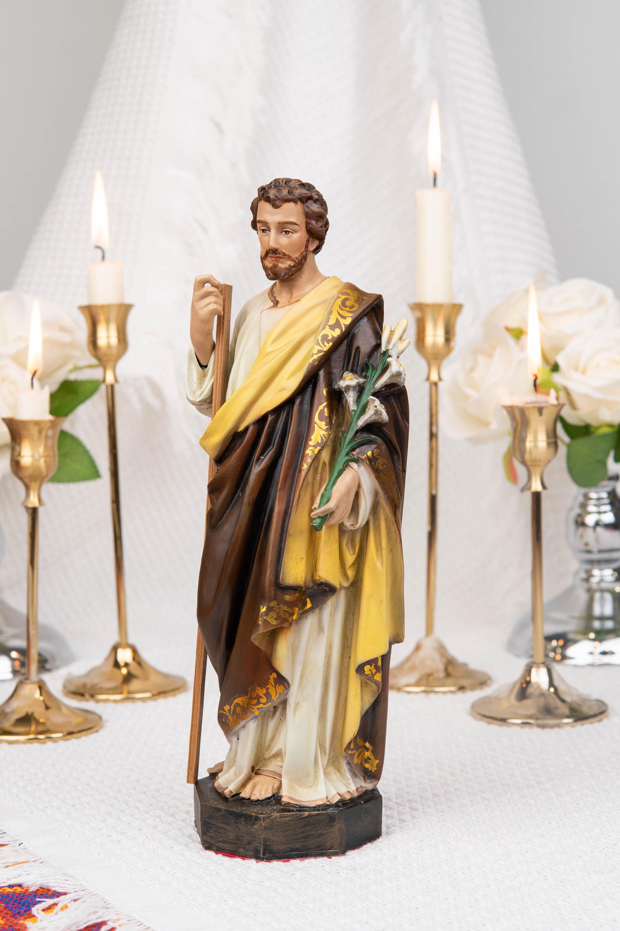 Our Lady of Grace & Saint Joseph Statue Set 9.8", Catholic Home Decor, Prayer Corner Altar Decor, Religious Gift, Hand-Painted Statue