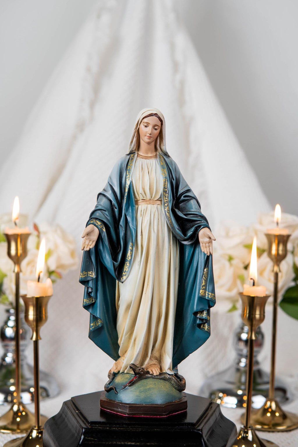 Catholic Home Altar Statue Set - Jesus Crucifix Cross with Saint Joseph and Virgin Mary, Home Altar Decor, Catholic Gift for Women,