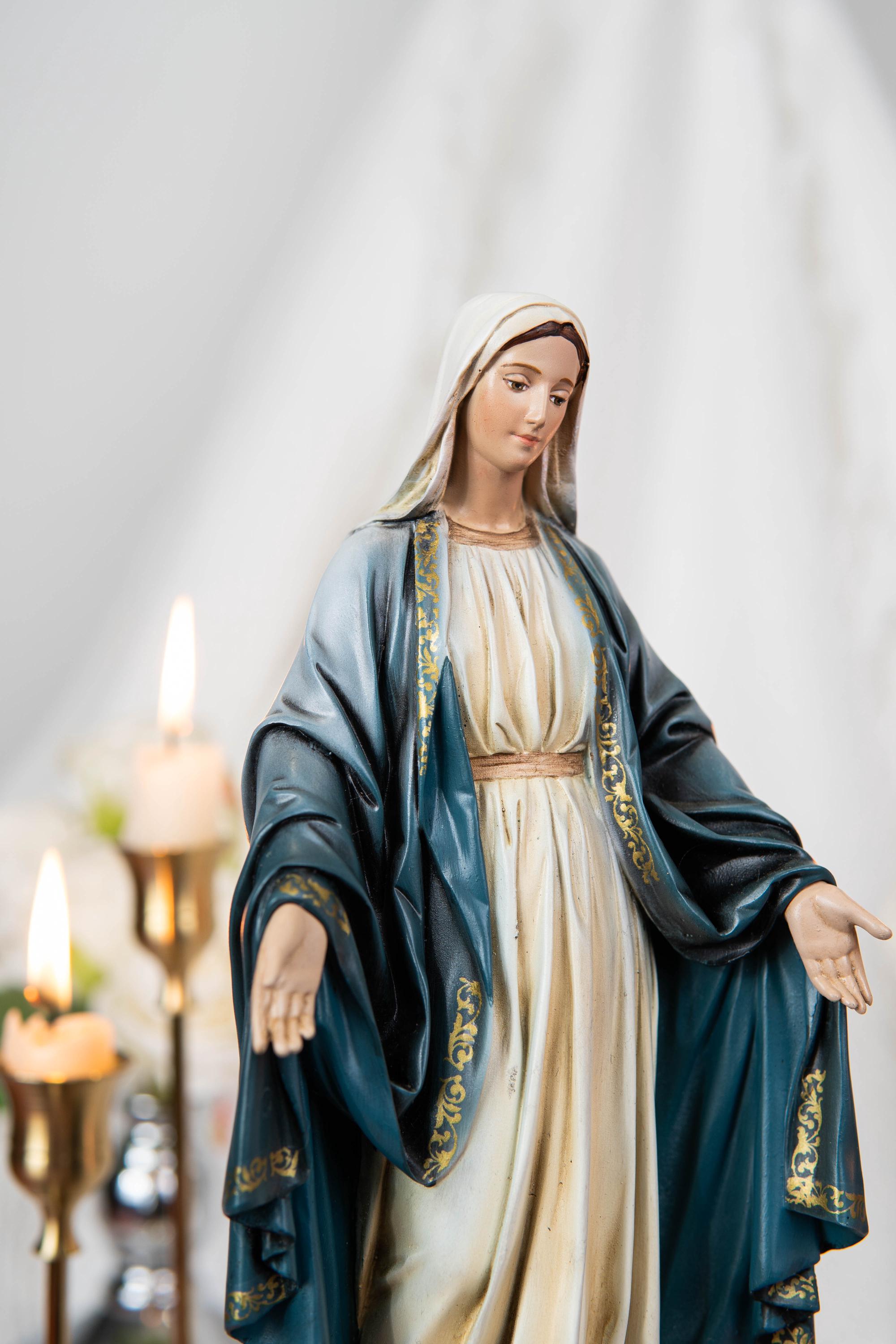 Catholic Altar Set, INRI Crucifix Cross, Our Lady of Grace Virgin Mary, Saint Joseph Statue, Religious Home Decor, Catholic Gift for Women