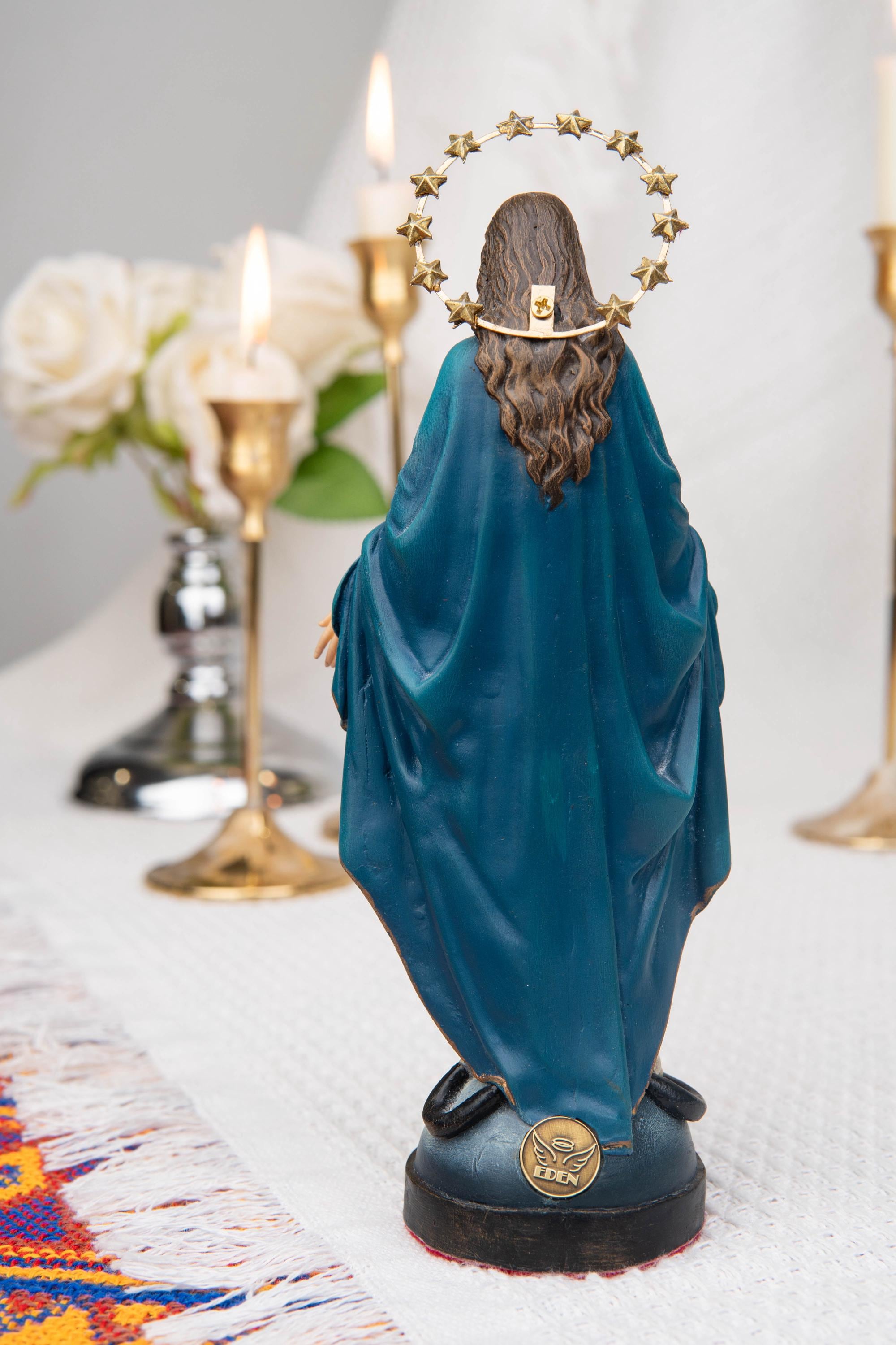 Hand-Painted Our Lady of Grace Statue 7.1" – Virgin Mary Figurine, Catholic Home Decor, Mother Mary Gift, Religious Statue