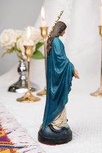Hand-Painted Our Lady of Grace Statue 7.1" – Virgin Mary Figurine, Catholic Home Decor, Mother Mary Gift, Religious Statue