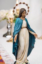 Hand-Painted Our Lady of Grace Statue 7.1" – Virgin Mary Figurine, Catholic Home Decor, Mother Mary Gift, Religious Statue