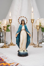 Hand-Painted Our Lady of Grace Statue 7.1" – Virgin Mary Figurine, Catholic Home Decor, Mother Mary Gift, Religious Statue