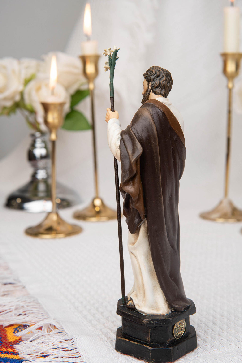Saint Joseph Statue 7.1" - St Joseph with Lily Staff, Catholic Home Decor, Prayer Corner Altar Decor, Religious Gift, Catholic Gift