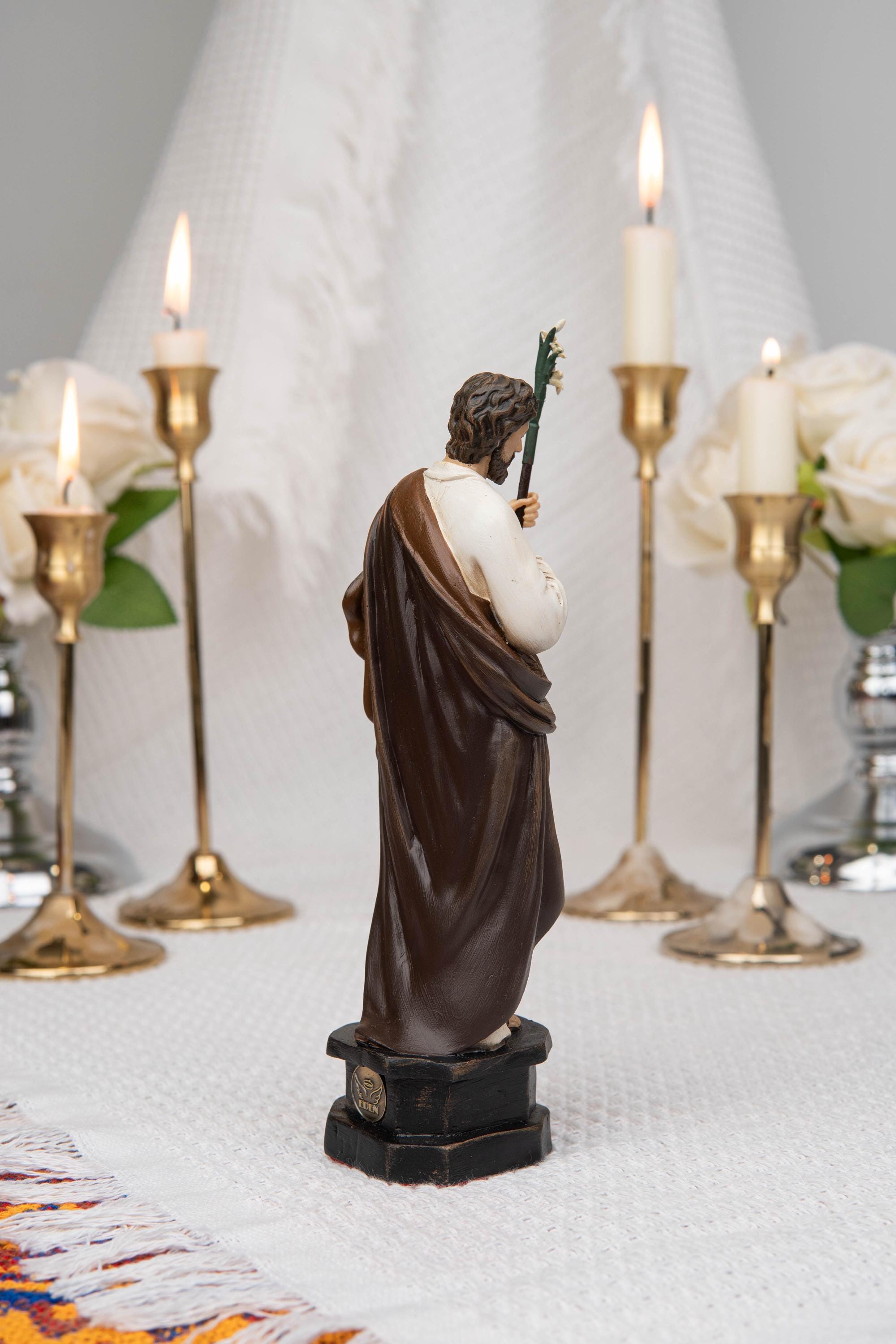 Saint Joseph Statue 7.1" - St Joseph with Lily Staff, Catholic Home Decor, Prayer Corner Altar Decor, Religious Gift, Catholic Gift