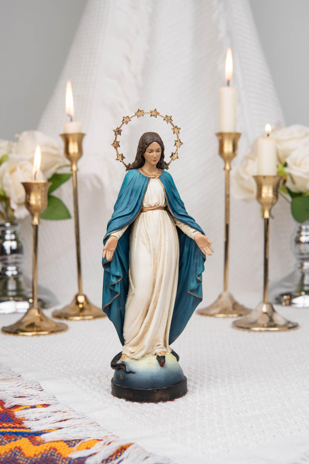 Catholic Gift Set for Couples -  Our Lady of Grace Virgin Mary & Saint Joseph Figurines, Altar Decor, Religious Decor, Home Altar Corner