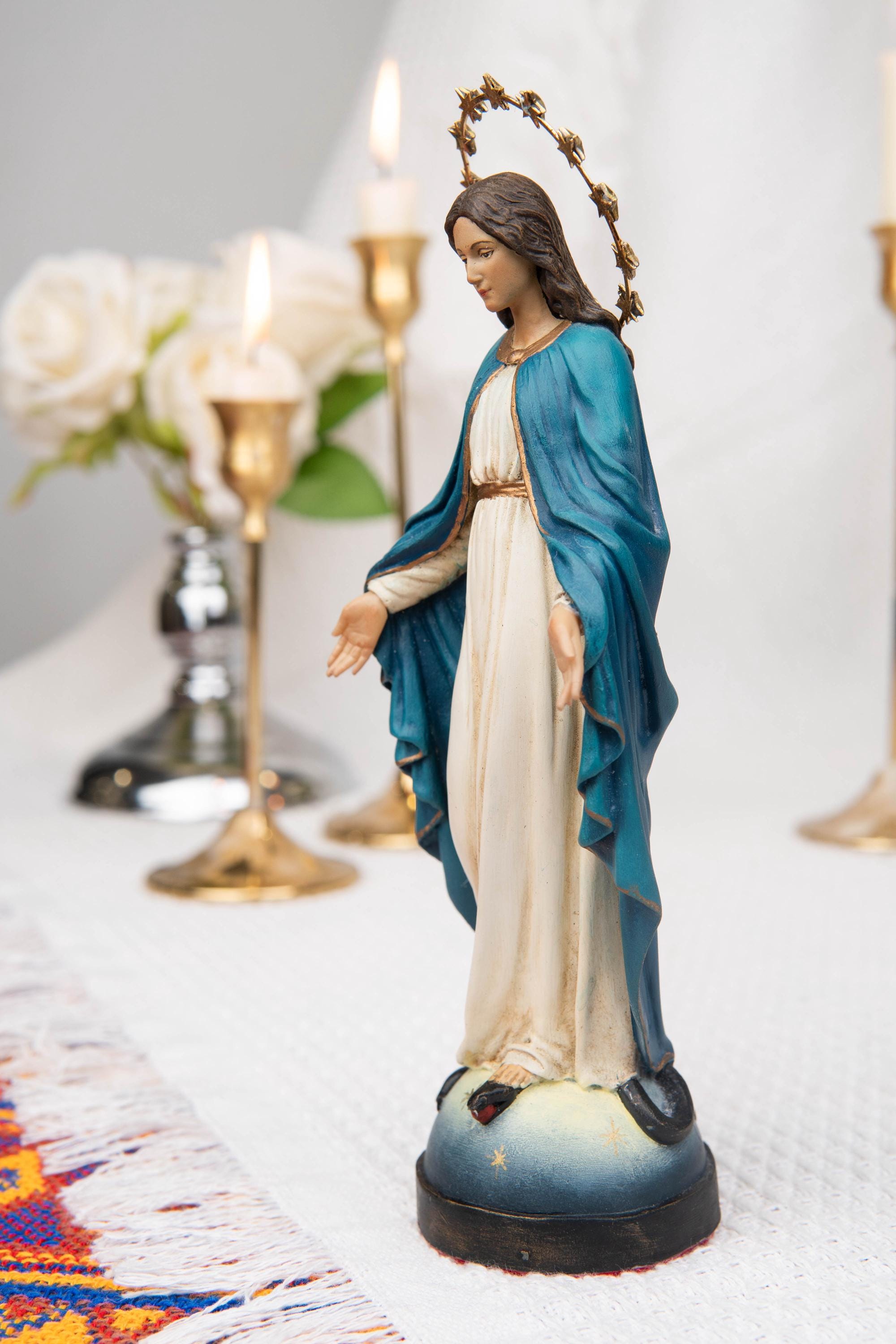 Catholic Gift Set for Couples -  Our Lady of Grace Virgin Mary & Saint Joseph Figurines, Altar Decor, Religious Decor, Home Altar Corner