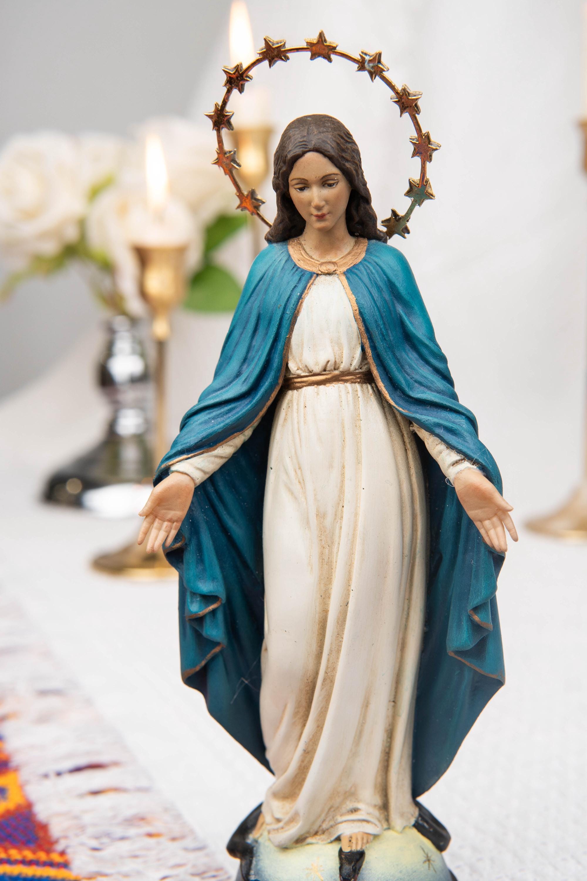 Catholic Gift Set for Couples -  Our Lady of Grace Virgin Mary & Saint Joseph Figurines, Altar Decor, Religious Decor, Home Altar Corner