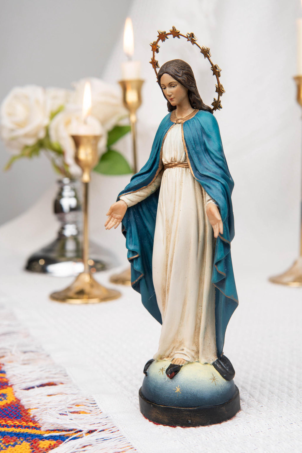 Catholic Gift Set for Couples -  Our Lady of Grace Virgin Mary & Saint Joseph Figurines, Altar Decor, Religious Decor, Home Altar Corner