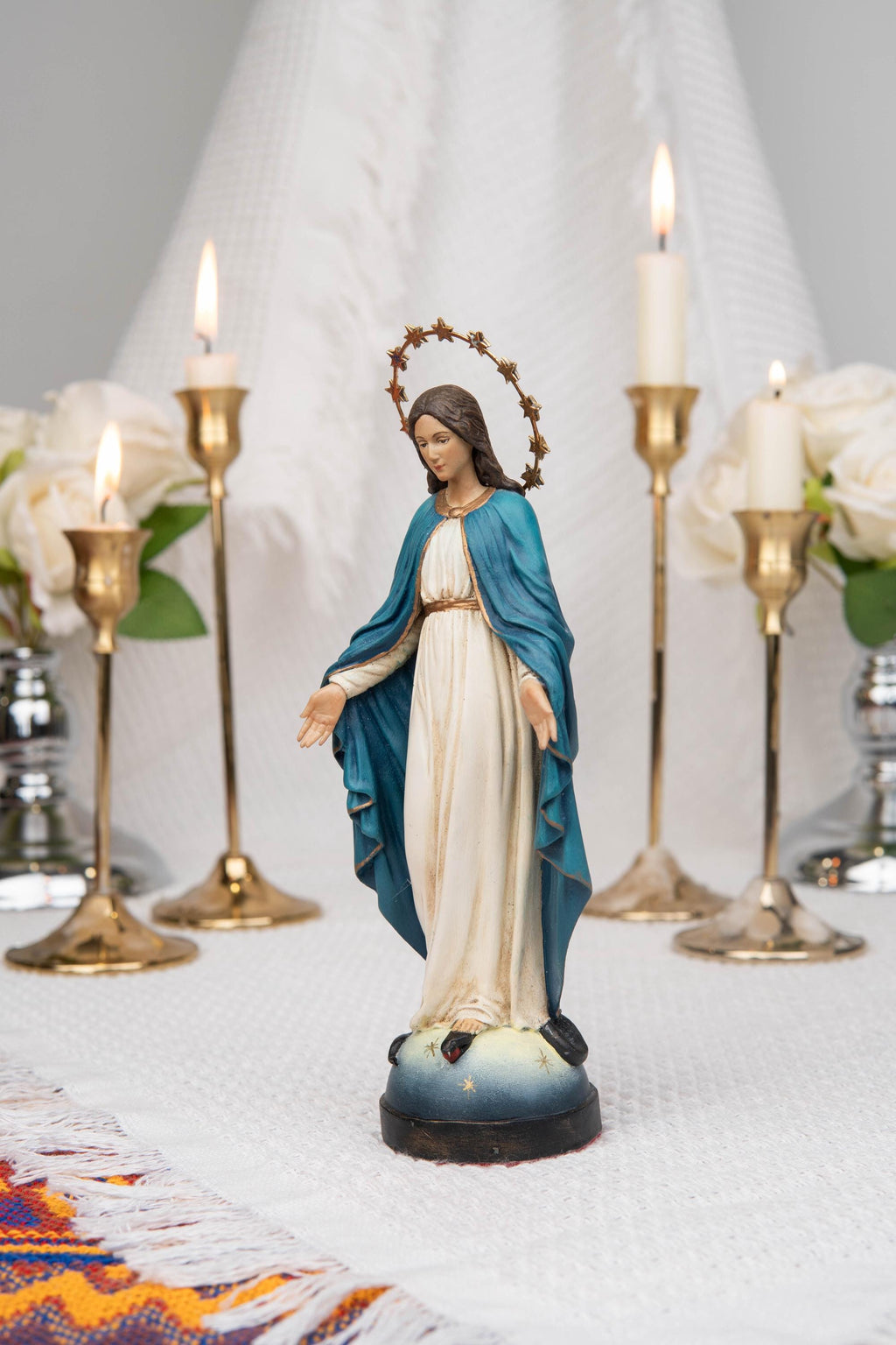 Catholic Gift Set for Couples -  Our Lady of Grace Virgin Mary & Saint Joseph Figurines, Altar Decor, Religious Decor, Home Altar Corner