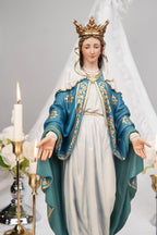 Our Lady of Grace and Saint Joseph Statue Set 15.7", Catholic Altar Decor, Crowned Religious Figurines, Catholic Gift, Virgin Mary Statue