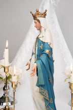 Our Lady of Grace and Saint Joseph Statue Set 15.7", Catholic Altar Decor, Crowned Religious Figurines, Catholic Gift, Virgin Mary Statue