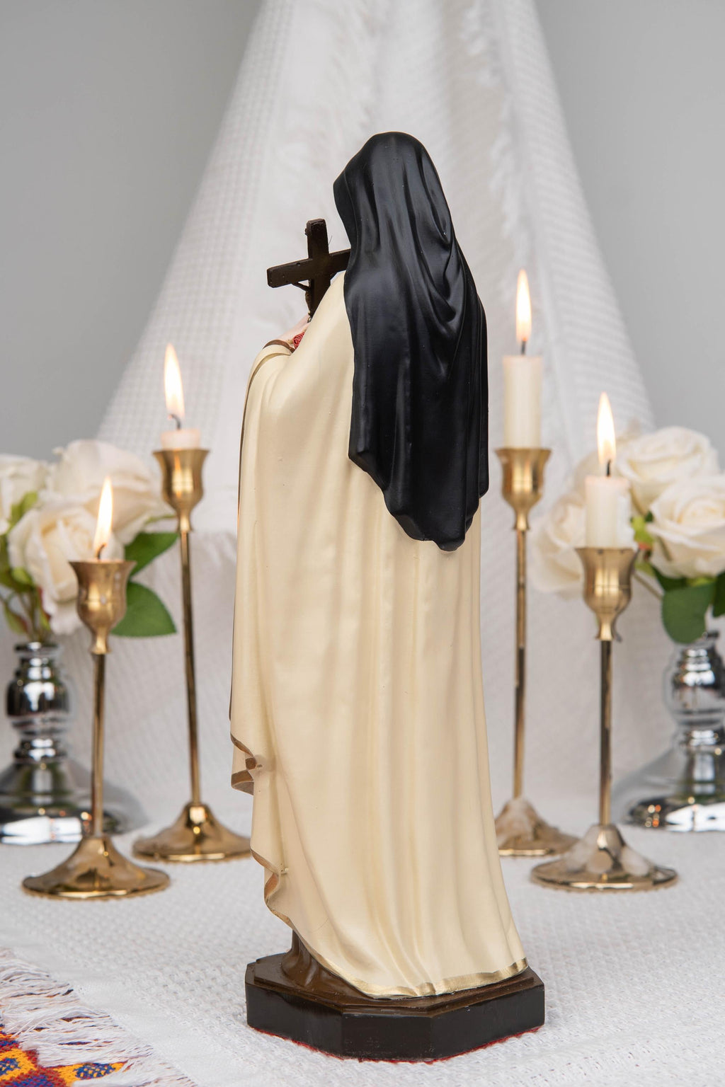 St. Therese of Lisieux Statue 11.8" – The Little Flower Catholic Saint Figurine, Carmelite Nun, Religious Home Decor, Catholic Gift