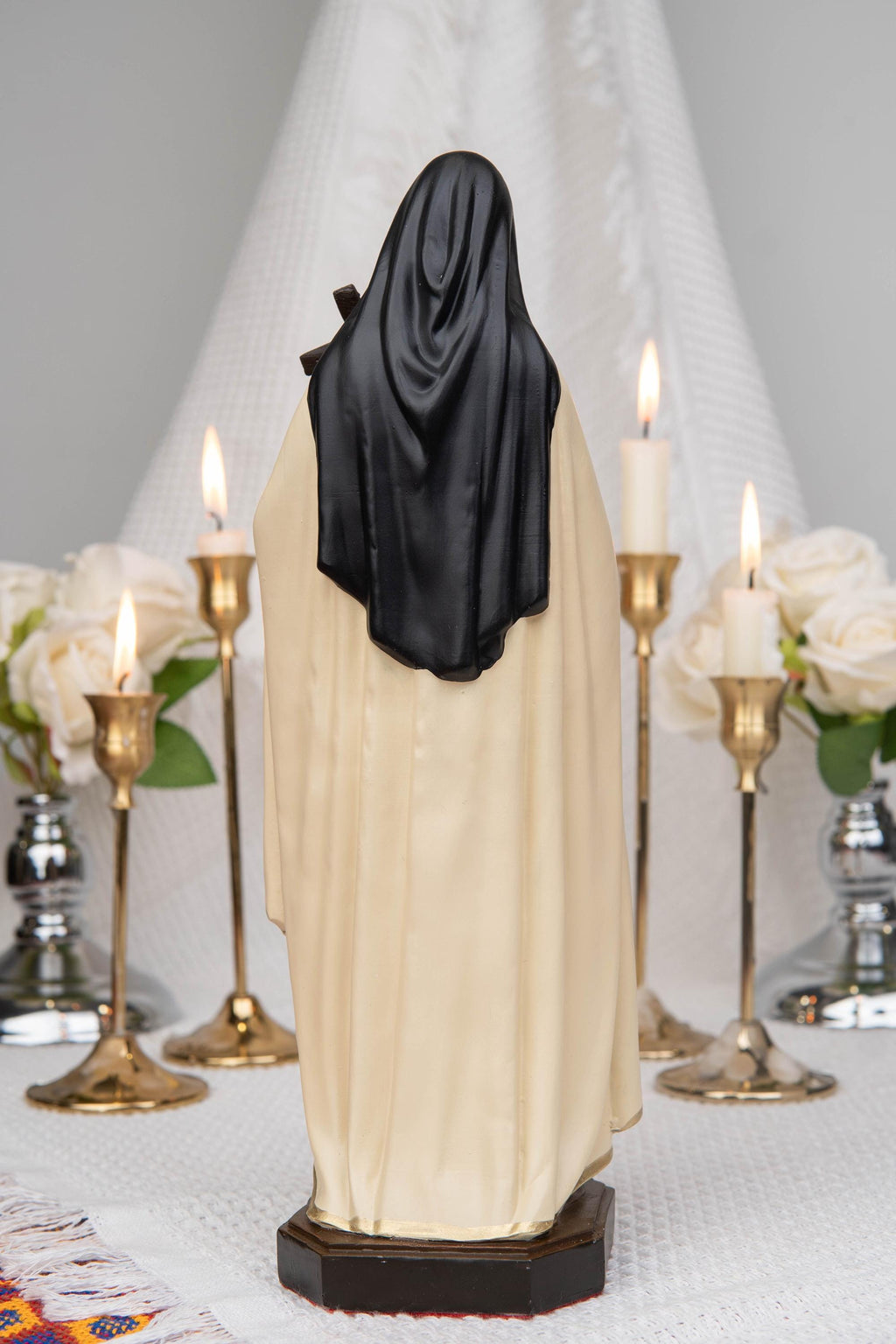 St. Therese of Lisieux Statue 11.8" – The Little Flower Catholic Saint Figurine, Carmelite Nun, Religious Home Decor, Catholic Gift