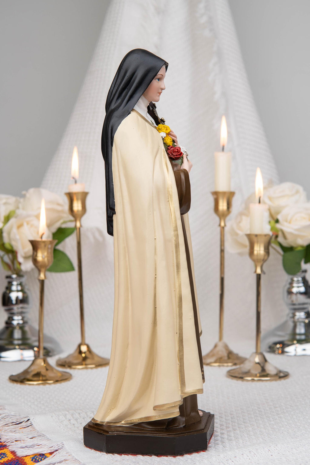 St. Therese of Lisieux Statue 11.8" – The Little Flower Catholic Saint Figurine, Carmelite Nun, Religious Home Decor, Catholic Gift
