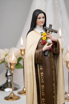 St. Therese of Lisieux Statue 11.8" – The Little Flower Catholic Saint Figurine, Carmelite Nun, Religious Home Decor, Catholic Gift