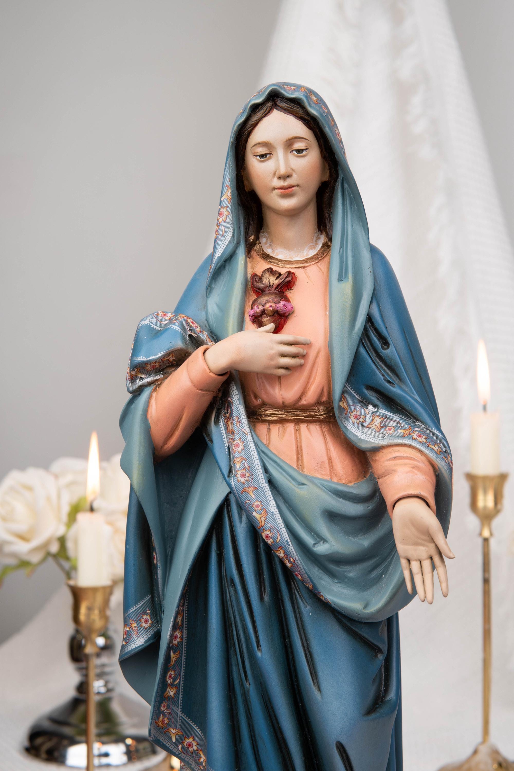 Our Lady of the Immaculate Heart Statue 15.8", Mother Mary Figurine, Catholic Decor, Prayer Corner Statue, Religious Gift, Catholic Gift