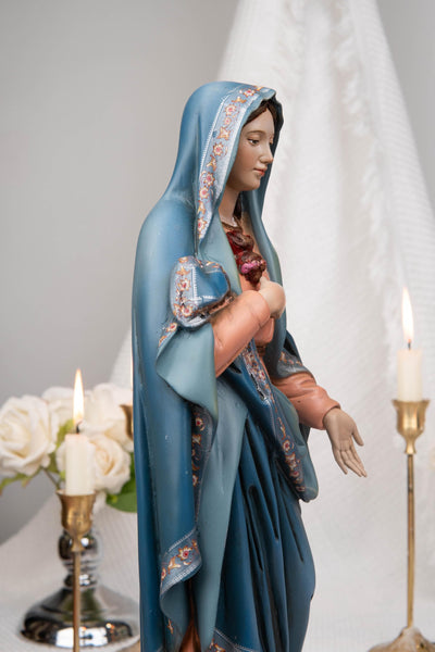 Hand-Painted Our Lady of the Immaculate Heart Statue 15.8"