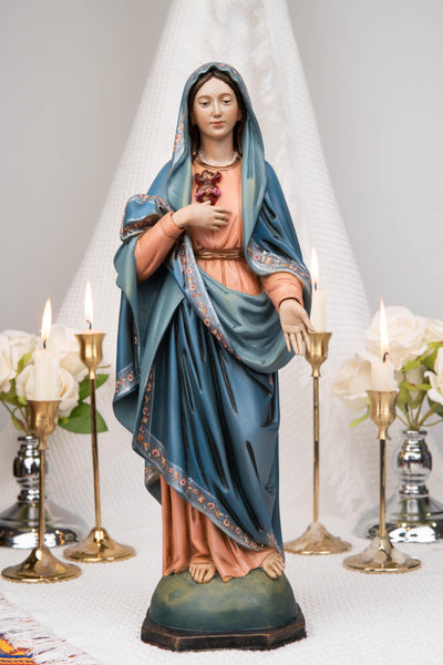 Hand-Painted Our Lady of the Immaculate Heart Statue 15.8"