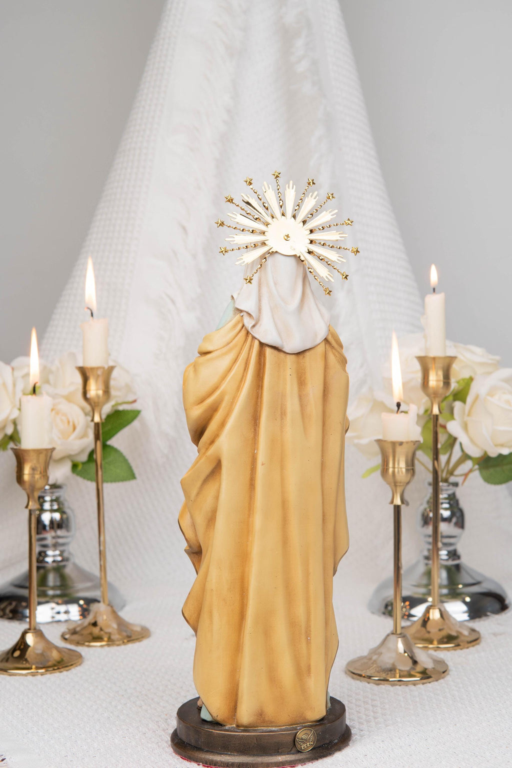 Hand-Painted Our Lady of Hope Statue 11.8", Pregnant Virgin Mary Figurine, Catholic Gift for Women, Advent Prayer Corner Decor