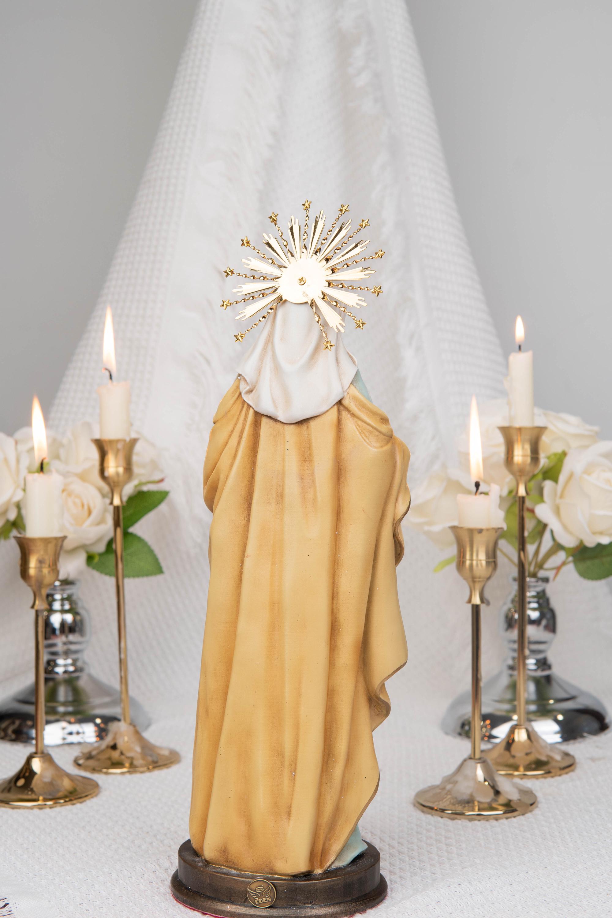 Hand-Painted Our Lady of Hope Statue 11.8", Pregnant Virgin Mary Figurine, Catholic Gift for Women, Advent Prayer Corner Decor
