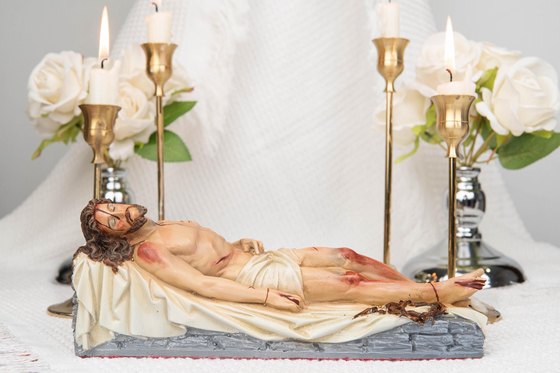 The Burial of Jesus Statue, Dead Christ Figurine, Catholic Holy Week Decor, Jesus in the Tomb, Religious Home Altar Decor, Christian Gift