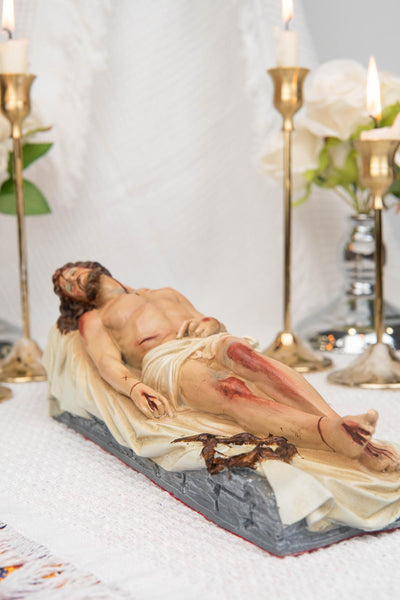 The Burial of Jesus Statue, Dead Christ Figurine, Catholic Holy Week Decor, Jesus in the Tomb, Religious Home Altar Decor, Christian Gift