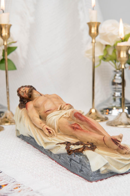 The Burial of Jesus Statue, Dead Christ Figurine, Catholic Holy Week Decor, Jesus in the Tomb, Religious Home Altar Decor, Christian Gift