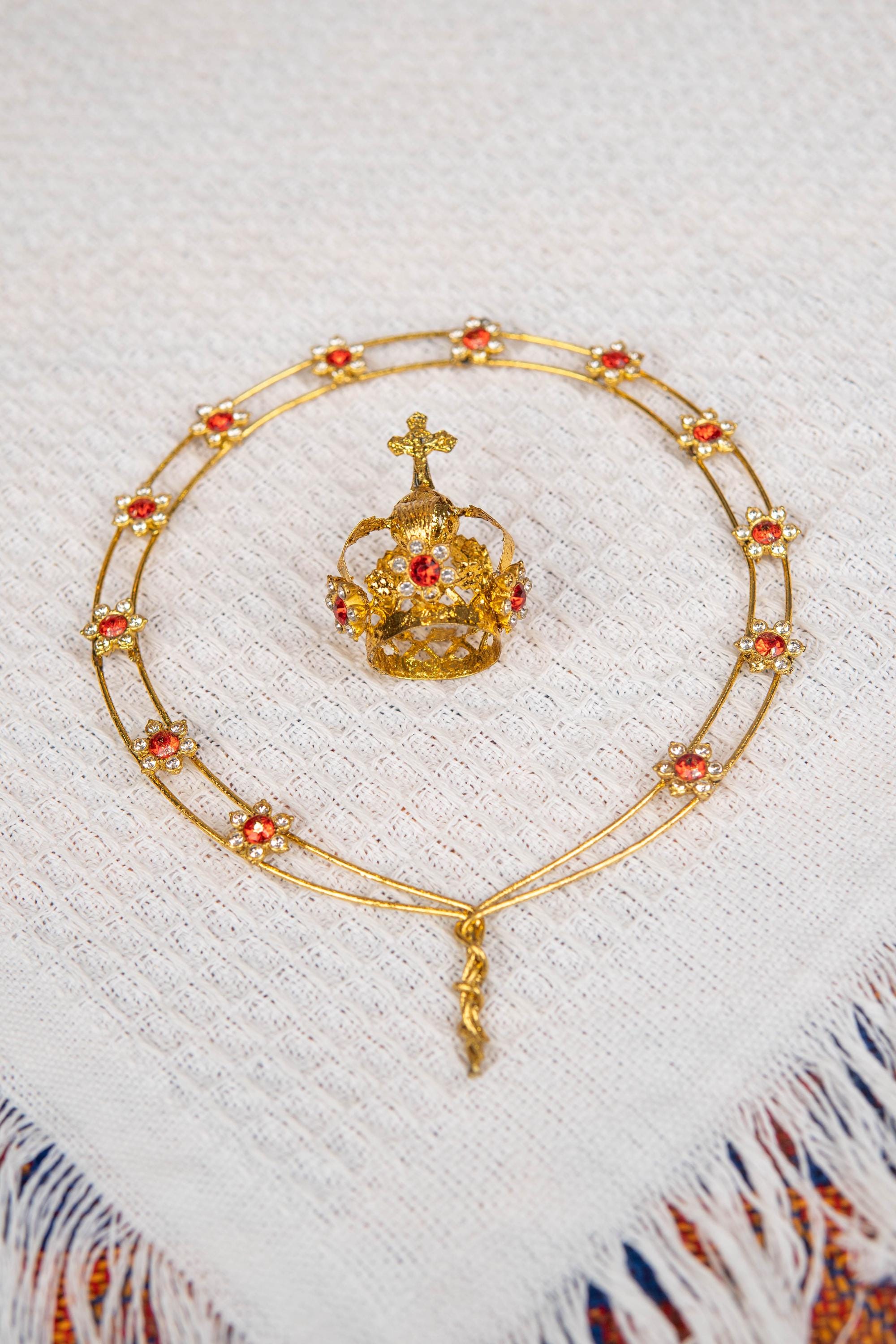 Virgin Mary Crown Halo 12 Stars, Rhinestone Catholic Statue Headpiece, Our Lady Coronation Crown, Fits 11-20 Inch Statue