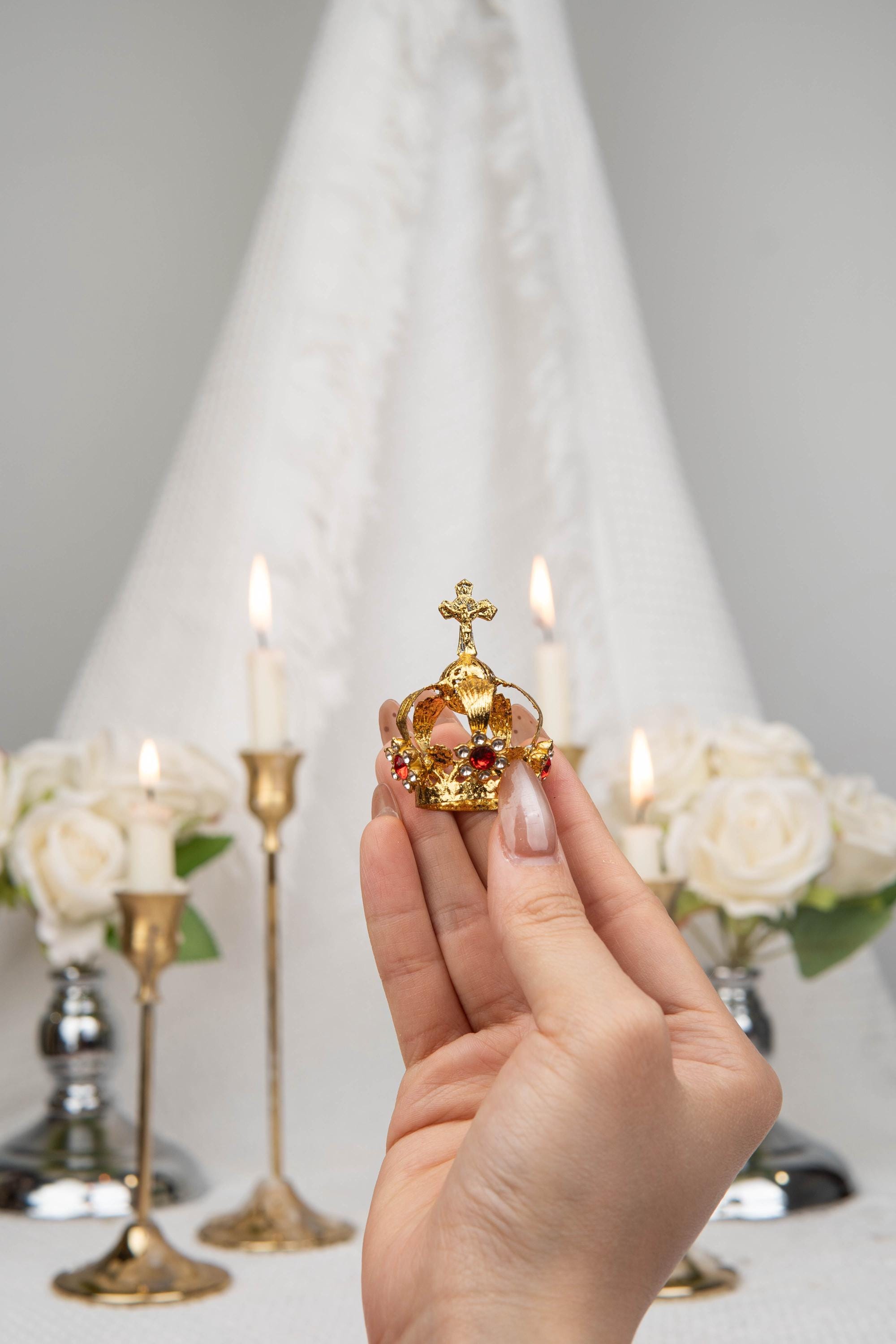 Virgin Mary Crown Halo 12 Stars, Rhinestone Catholic Statue Headpiece, Our Lady Coronation Crown, Fits 11-20 Inch Statue