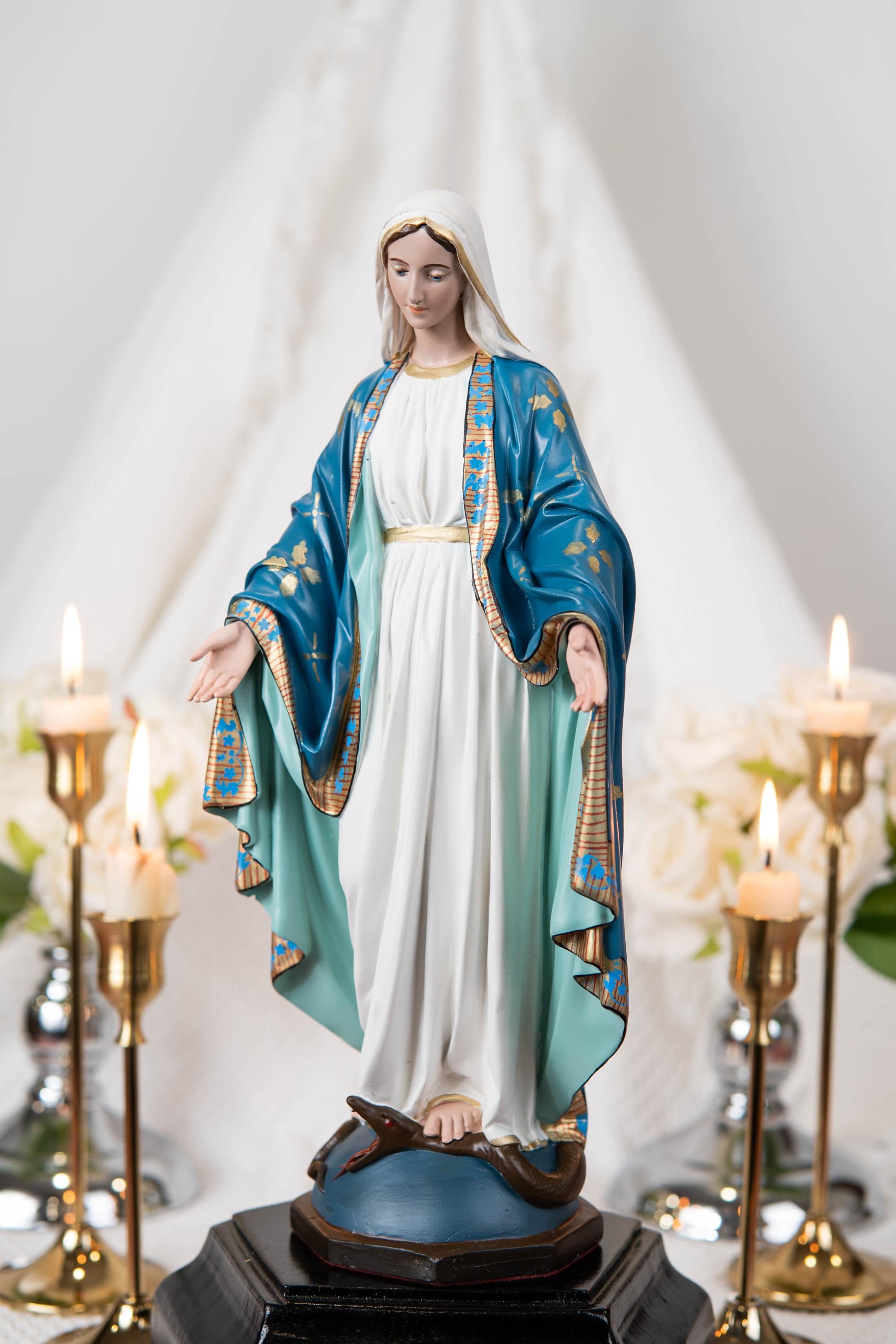 Catholic Home Altar Decor Set, Crucifix Cross Statue, Virgin Mary Our Lady of Grace, St. Joseph Figurine, Catholic Gift, Religious Statue