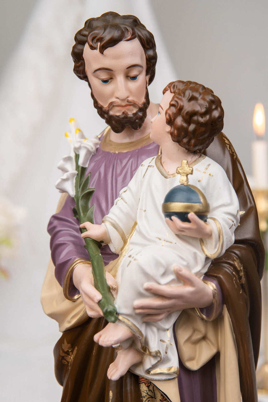 Catholic Home Altar Decor Set, Crucifix Cross Statue, Virgin Mary Our Lady of Grace, St. Joseph Figurine, Catholic Gift, Religious Statue