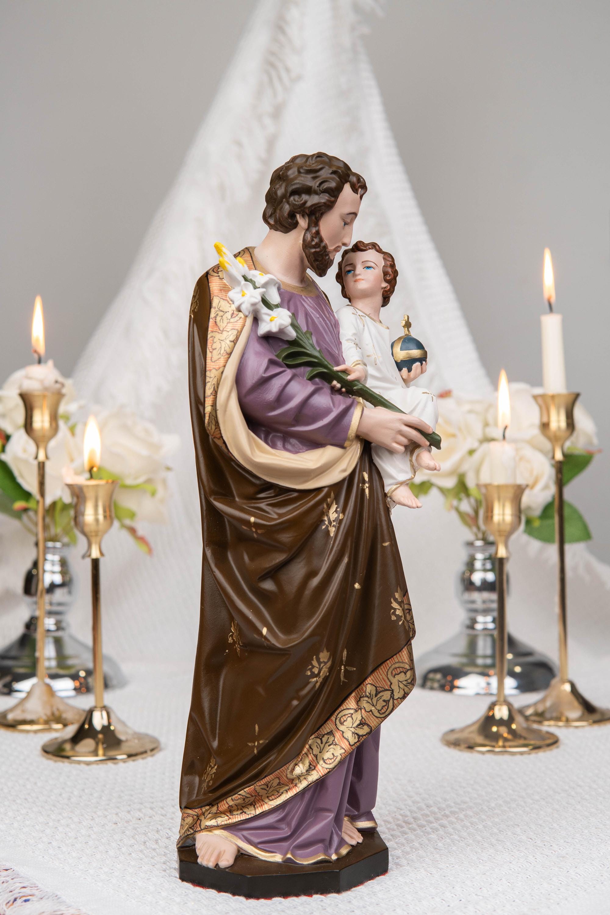 Saint Joseph Holding Baby Jesus Statue, Catholic Home Decor, Religious Decor, Catholic Statues, Catholic Gift for Women & Men, Statue Decor